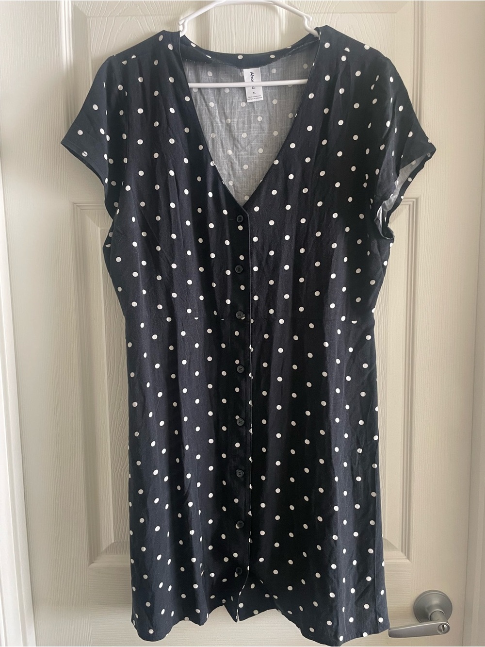Abound Black Polka Dot Button-Front Dress